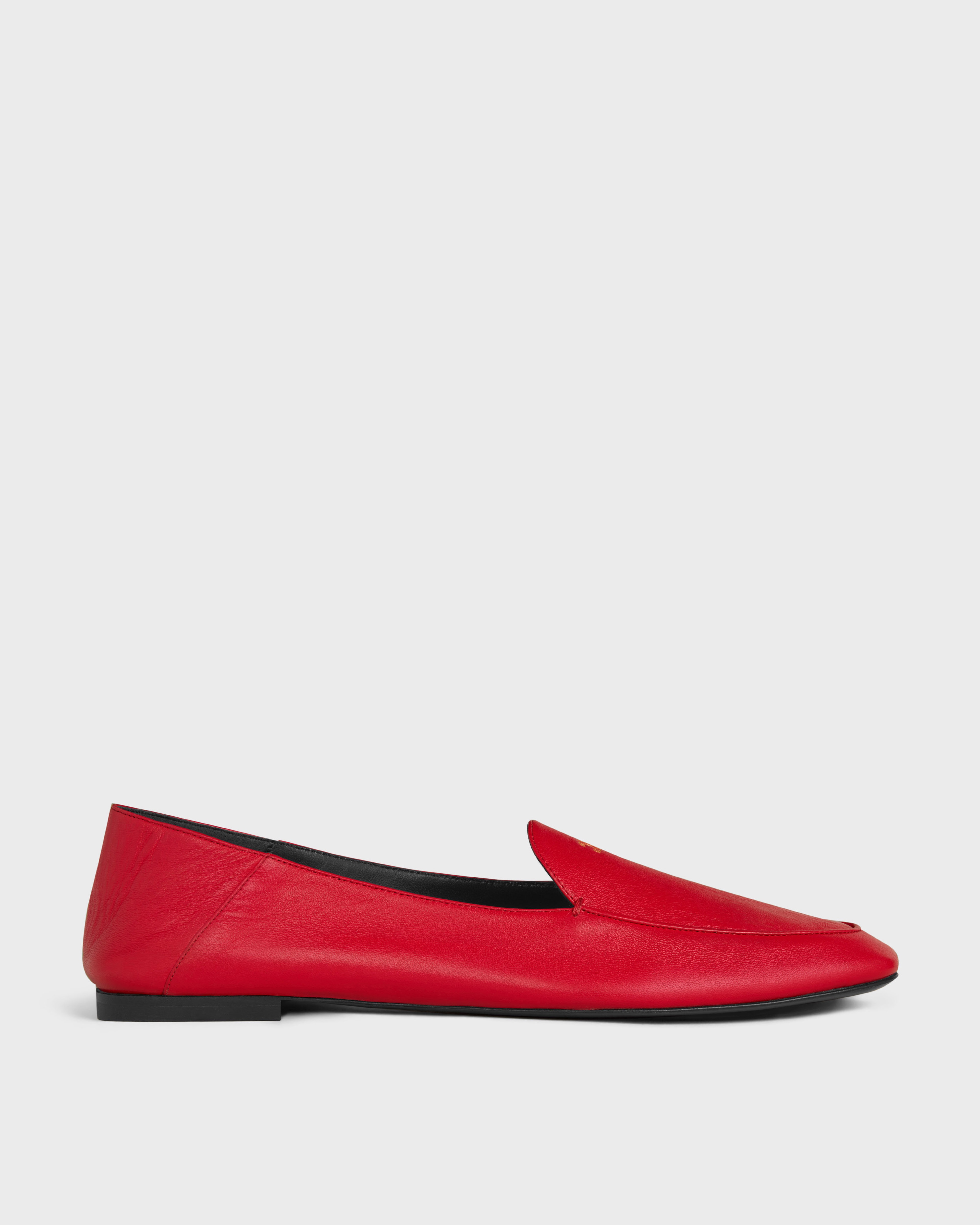CELINE レッド フラットシューズ AURA SLIPPER IN LEATHER - ULTRA RED | CELINE